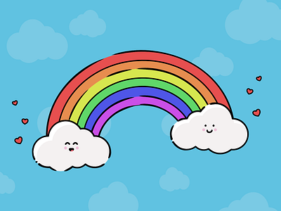 Pride Rainbow clouds cute flat illustration hearts illustration outline pride pride 2020 pride month rainbow