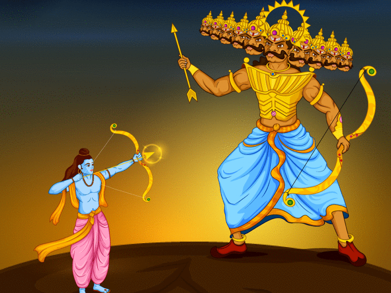 Quick Gif animation dussehra gif graphic design graphic design happy dussehra illustration ravan vector