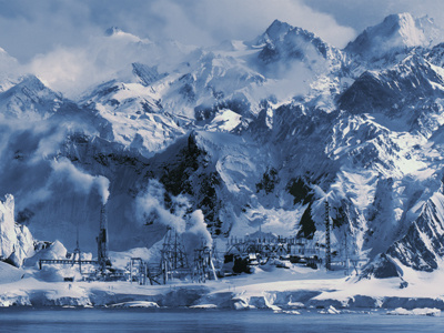 Frozen cg cgi digital art frozen illustration matte painting mountains photo manipulation photoshop sea snow