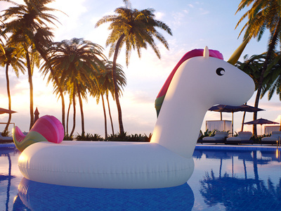 Summer Unicorn 3dsmax inflatable marvelous designer pool render summertime unicorn