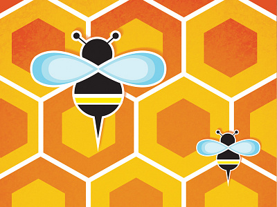 Bees background bees digital painting flat fly hive honeycomb pattern vector