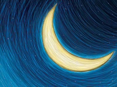 Moon crayon digital painting drawing glow illustration moon moonlight night photoshop sketch sky stars