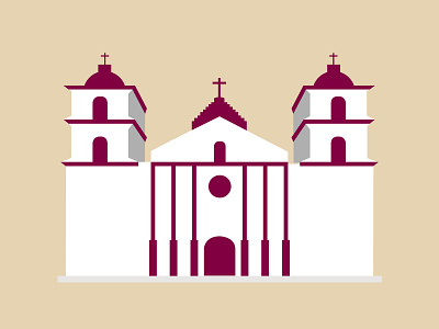 Old Mission Santa Barbara church historical icon landmark missionary old mission santa barbara vector