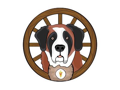 Saint Bernard Dog Icon animal branding dog icon logo rescue saint bernard swiss miss wagon wheel wheel working dog