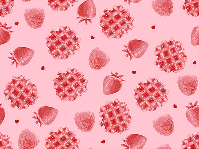 Happy Day Waffles Seamless Pattern branding branding design design graphic pattern pink red restaurant branding seamless seamless pattern