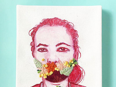 Speak No Truth art colorful embroidery feminist illustration paint selfie