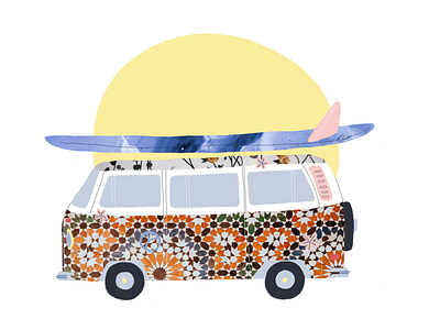 575 Van Illustration bright haiku illustration pattern roadtrip van