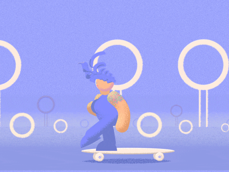Dreaming about rolling animation gif loop skateboarding