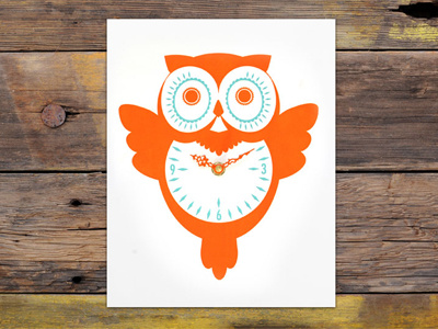 Letterpress Owl Clock