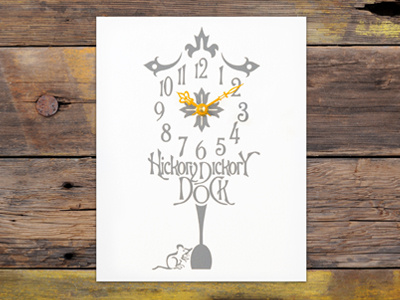 Hickory Dickory Dock Letterpress Clock