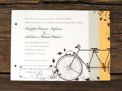 Tandem Bike Wedding Invitation bicycle bike letterpress tandem wedding wedding invitations