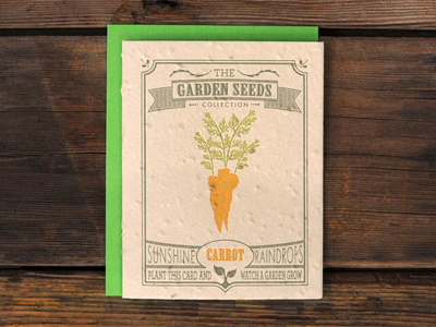 Garden Collection - Carrot carrot earth garden green greeting cards letterpress lettuce onion seeded vegetables