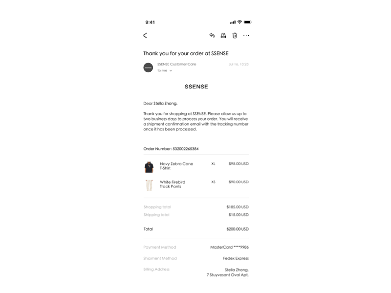 Daily UI 017_Email Receipt app design ecommerce email minimal ui ux