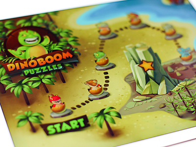 Dinoboom Map artwork behance concept concept art dinosaurs game game design illustration kids map