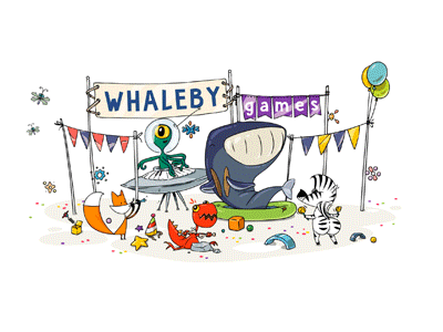 WHALEBY games animated animation cartoon character character design gif logo whale