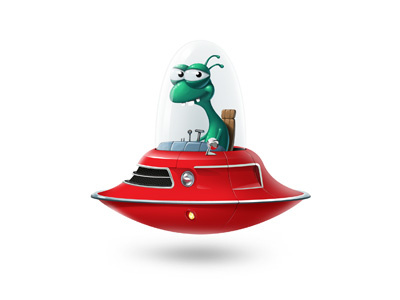 UFOrd alien character character design ford icon illustration retro car ufo