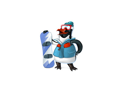 Penguin snowboarder