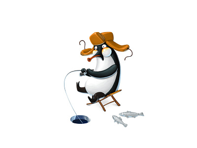 Penguin winter fishing character character design concept art game design gamedev penguin ui winter