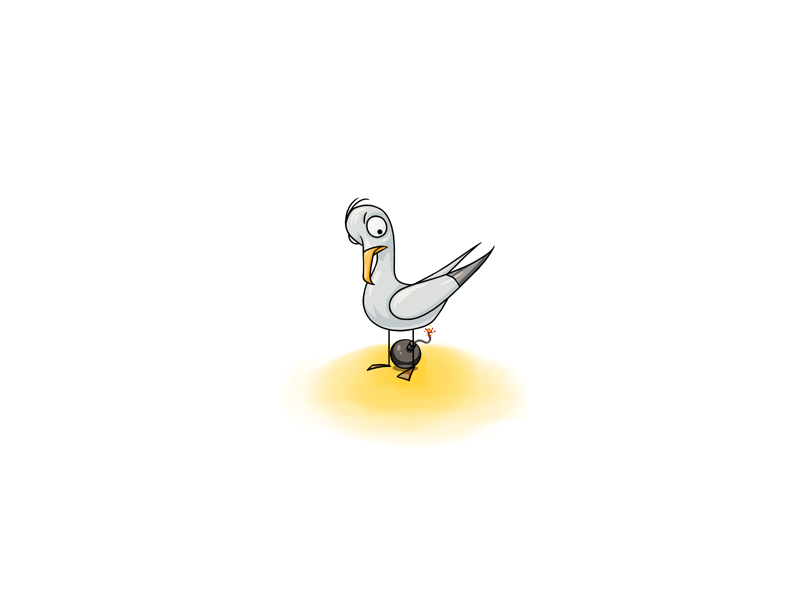 Seagull animated animated gif animation animation 2d bird bomb character character design funny gif animated gif animation illustration sea seagull
