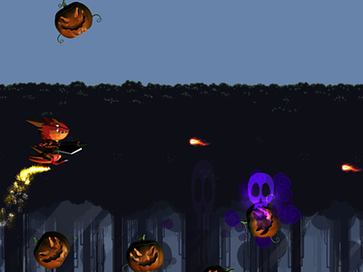 Spunky Dinosaur V.S. Spooky Pumpkins 2dgame game app gamedesign unitygame