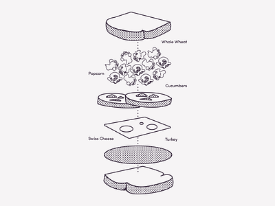 A Sophisticated Sandwich for Children diagram halftone kids kids packaging lunch one colour packaging sandwich simple