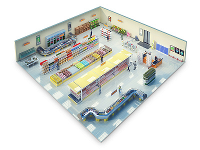 3D visualization of the supermarket