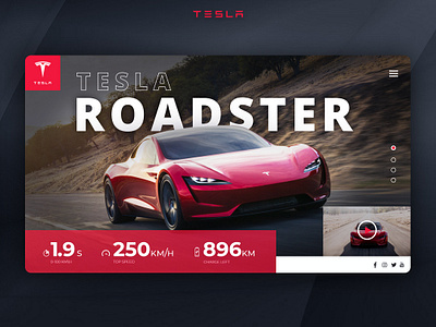 Tesla Roadster photoshop tesla teslaroadster web web design webdesign website webux