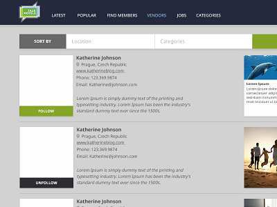 Vendors blue by categories gray hotels innerpages interface profile sort ui userinterface web design