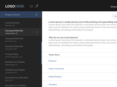 Intranet for Hotels dropbox files folders hotels icons intranet listing search ui ux