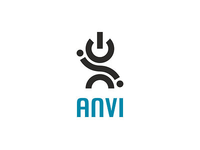 ANVI button figure hand logo open minded power symbol waving
