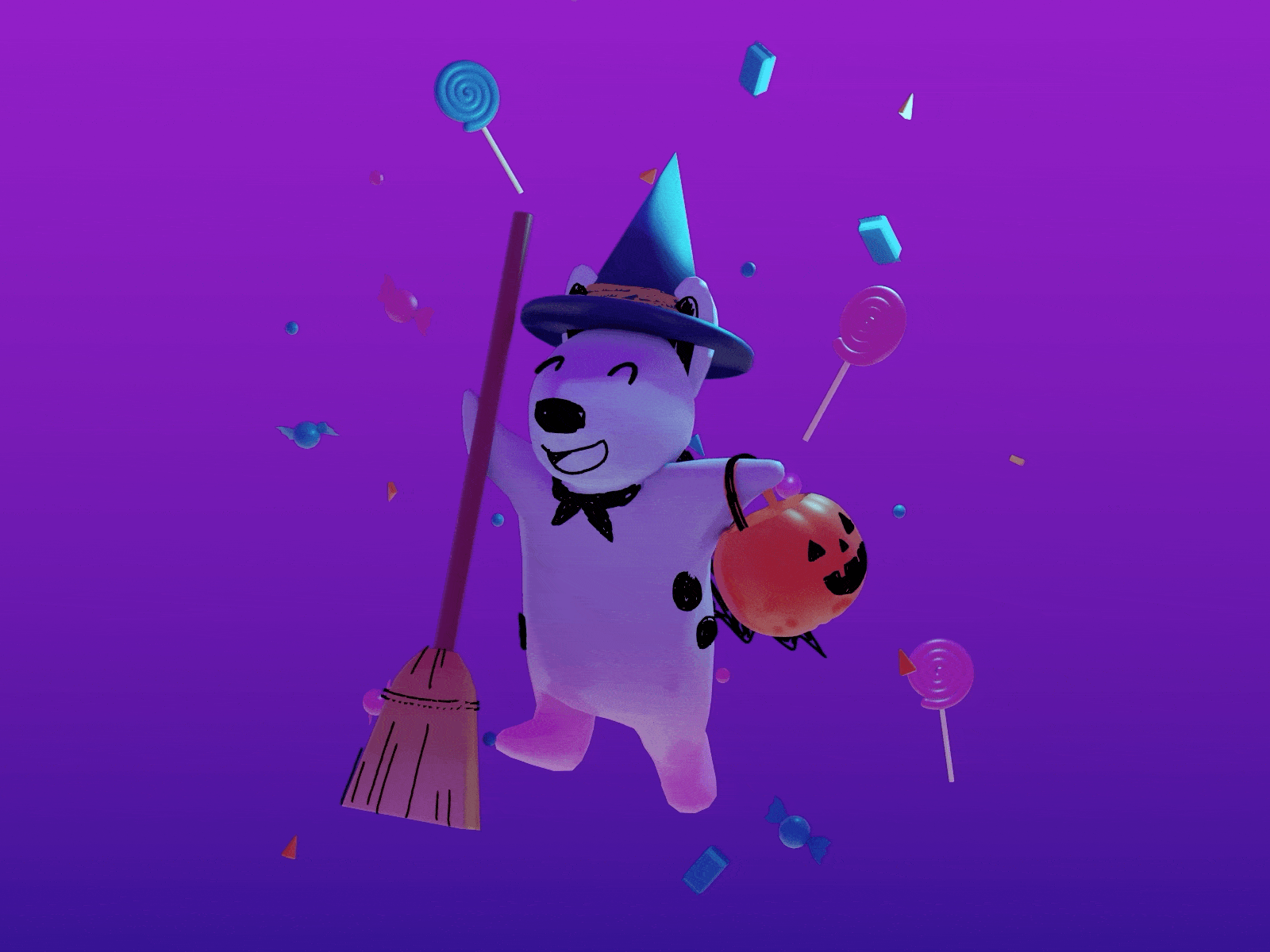 Trick or Treat 3d blender candy dog greasepencil halloween low poly