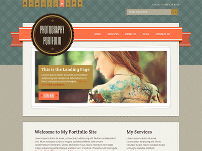 Website Template paper photography portfolio retro ribbon site social template texture web