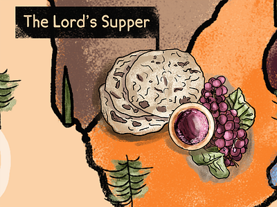 Last Supper bible bread christian easter illustration jesus christ life map wine