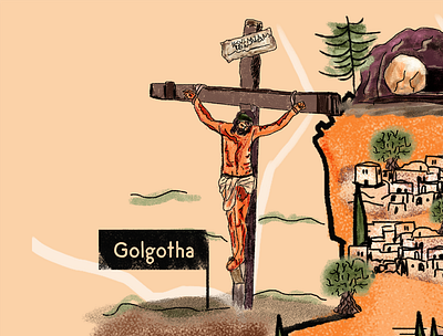 The Cross of Golgotha - Luke 23:33-43 bible christianity cross design easter god golgotha good friday illustration israel jesus christ life magazine map
