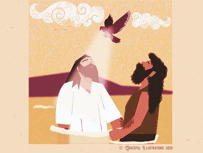 Christ - Baptism animation baptist bible clouds colour dove holy spirit illustration jerusalem jesus christ john jordan life magazine moutain ripples river texture vector