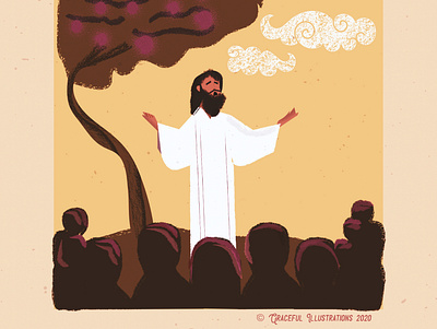 Christ - The Teacher bible clouds colour crowd design god illustration jesus christ life magazine people speaks teacher teaching texture tree vector