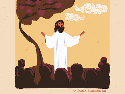 Christ - The Teacher bible clouds colour crowd design god illustration jesus christ life magazine people speaks teacher teaching texture tree vector