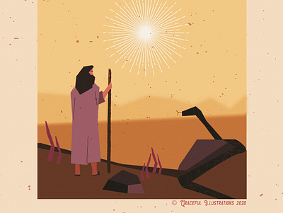 Christ - In the winderness bible colour design fasting god heat illustration jesus christ life magazine snake sun texture vector wilderness
