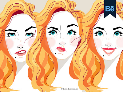 Check out my Behance Project behance character design disney drawing emotions express expressions expressive face facial features girl hair illustration styles