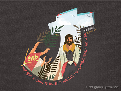 Palm Sunday - Easter in 5 letters - Being featured - stay tuned bible design easter god illustration jesus christ king palm sunday peace vector