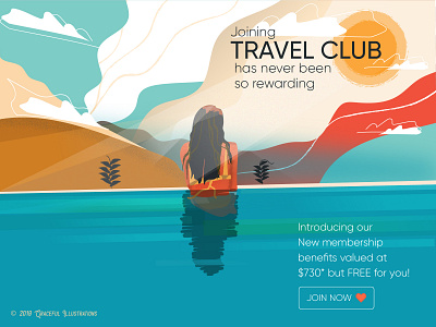 Join a travel club art cities club digital art drawing holiday illustration life texture travel travelling vector water woman world