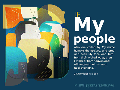 If My people ... art bible bible verse blue characters color colour design digital art drawing for us god illustration minimalist people photoshop poster repent style waiting