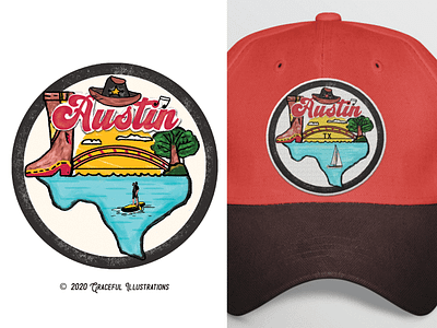 The Dryftwell Project - 2020 - HAT PATCH art austin boots cities design digital drawing fun go hand drawn hat illustration love travel men patch texas travel usa woman young