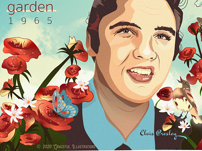 In the garden, Elvis Presley design digital painting elvis garden illustration roses texture vector
