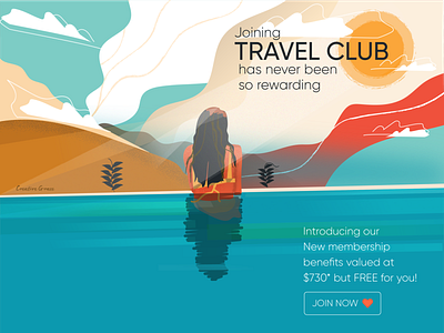 Join Travel club branding club creative design illustration magazine relaxing style swimming texture travel vector web