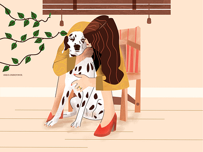 Owner and pet blind cover dalmation dog friend illustration life magazine pet psd texture vector