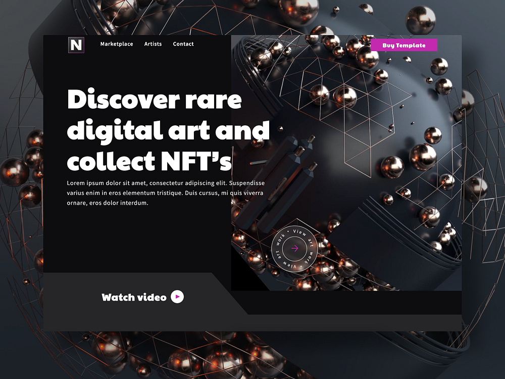 NFT Webflow template landing page by Marion & Co. templates by Rebecca