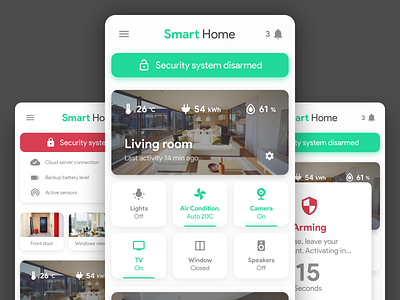 Smart Home & Security App - Concept android 9 app app concept concept dashboard fresh home ios iot security smart ui ux