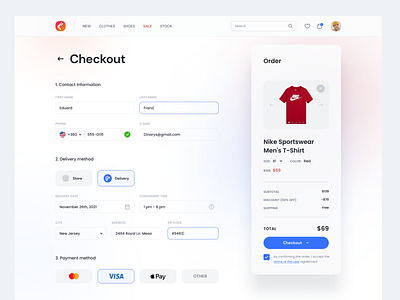 Checkout Page checkout checkout page checkout ui checkout ux concept delivery delivery page desctop e commerce interface minimal order pay payment web