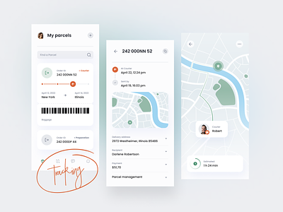 Parcel Tracking app application bar code clear concept delivery app e commerce interface mobile mobile app parcel shipping shipping tracking tool tracking ui ux